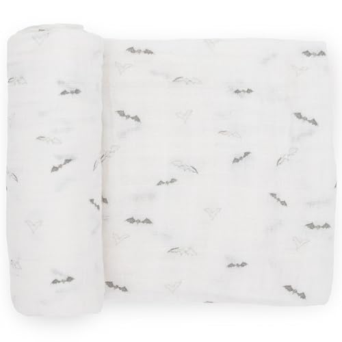 Image of Little Unicorn Premium Cotton Swaddle Baby Blanket | Breathable Fabric | for swaddling, Play, Nursing & More (Bats)