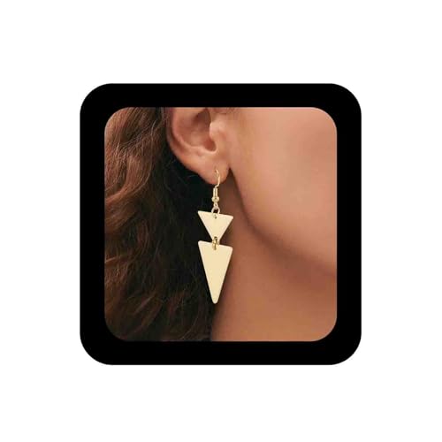 Enautoabs Boucles D'oreilles Triangle Géométrique Plaqué Or Boucles D'oreilles Pendantes Triangle Poli Boucles D'oreilles Géométriques En Métal Grandes...