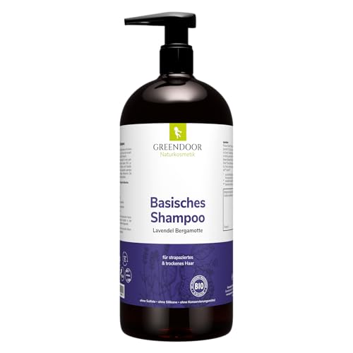 GREENDOOR Bio Natur Shampoo Lavendel Bergamotte 500ml für strapaziertes trockenes Haar, basische natürliche Haarpflege ohne Sulfate Silikon Parabene, natural