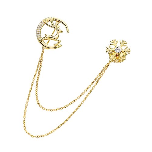 Broche élan et flocon à chaîne pour sublimer vos tenues de fêtes