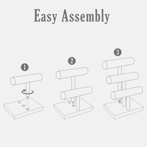 ProCase Bracelet Holder Display Bracelet Organizer, Wooden Bracelet Stand for Selling, T-bar Bangle Storage Rack Wood Watch Display Tower for Business - 3 Tier, Brown by ProCase - Image 6