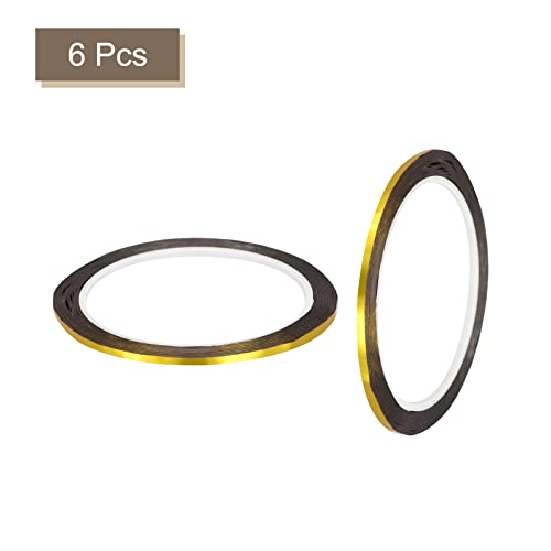 MECCANIXITY Gold Tone Metalized Tape 1/8 Inch x 55 Yards Decor Tape for Detailing Accent Wall, Graphic Arts, Pack of 6