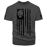 Dion Wear American Flag Skull Men's T-Shirt, Charcoal, X-Large