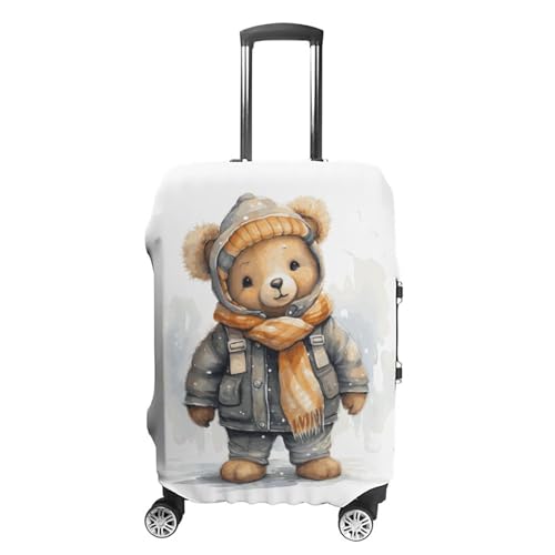 Cute Bear Luggage Cover Travel Suitcase Covers for Luggage Elastic Carry on Luggage Covers for Suitcase Tsa Approved Washable Luggage Sleeve Protector Fits 18-32 Inch L