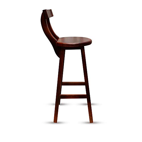 Banquetas/Banco Alto De Madeira Cor Imbuia Kit Com 2 Com Encosto