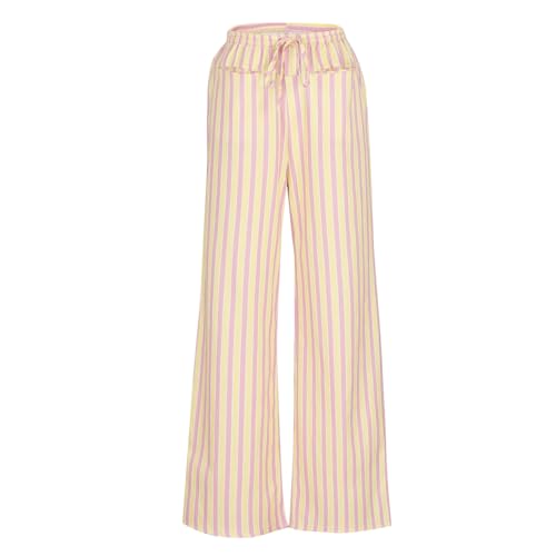Women's Wide Leg Palazzo Pants Summer Casual Elastic Waist Capri Trousers Comfy Fashion Y2k Stripe Straight Leg Pants4