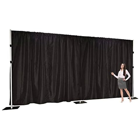 Two Layers Backdrop Made with One Piece Chiffon Tulle & Polyester for Professional Extra Wide Blackout Curtains (Black, 20 x 10 ft) Cover