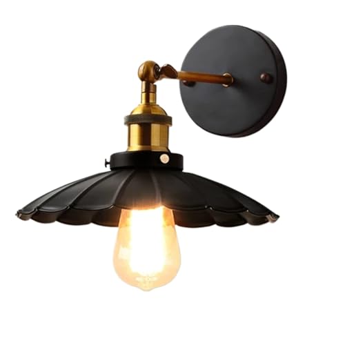 Aplique de pared vintage con jaula protectora de hierro negro estilo americano C