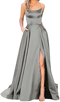 Black Dress Straight Fit Prom Dresses Long Women Elegant Halter Back Long  Dresses Cris Satin Spaghetti Party Ball Gown Side Slit Wedding Dress with  Simple Black Dress,Color:Gray,M, Color: gray : Amazon.se: Fashion