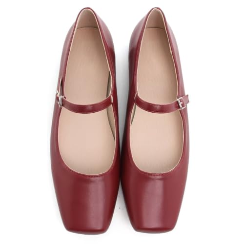 Image of TN TANGNEST Leather Flats for Women Retro Mary Jane Flats