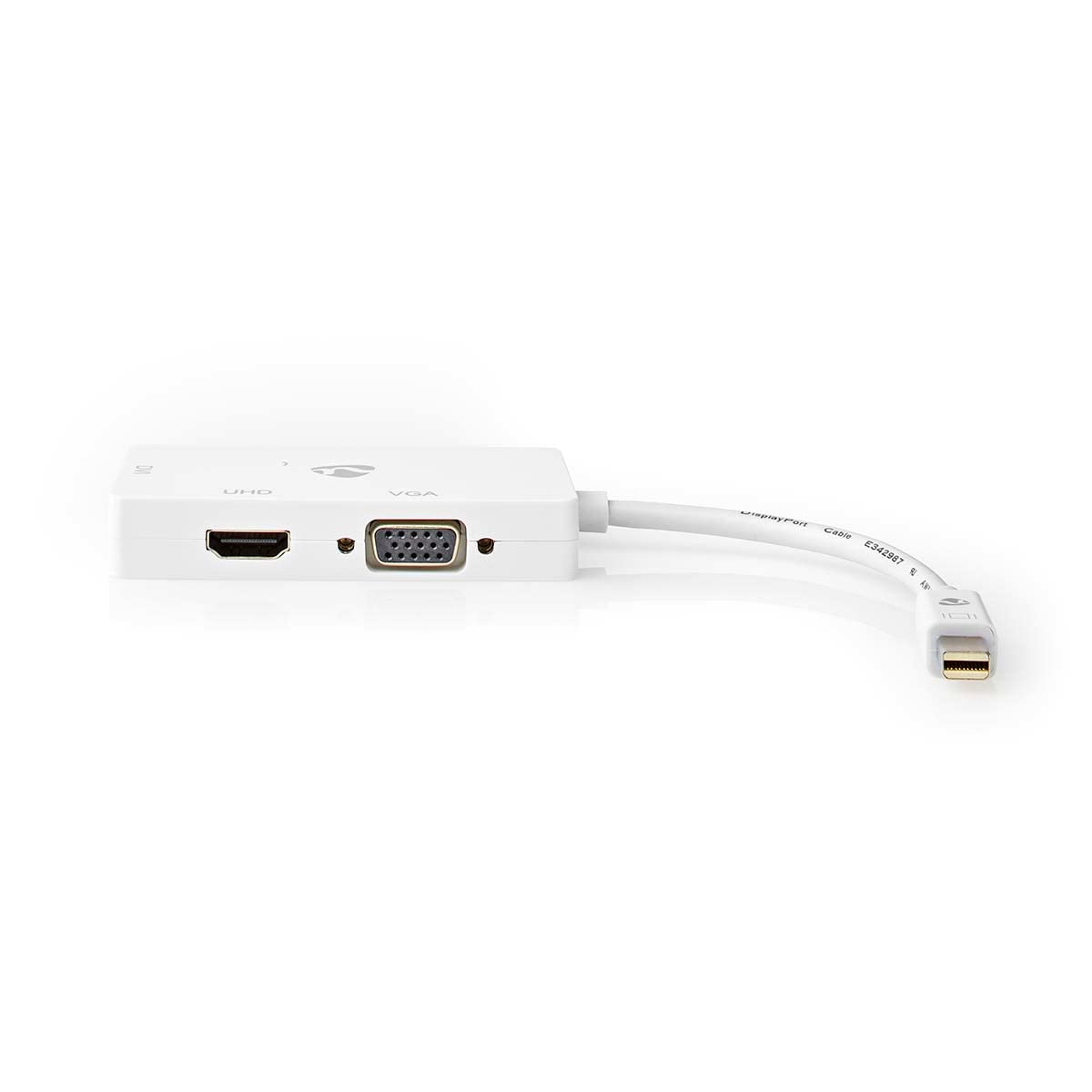 Displayport-Adapter | Mini DisplayPort | DVI-D 24+1-Pin Buchse/HDMI? Buchse/VGA Buchse | Vernickelt | Schaltbar | ABS | ABS | Weiss | Plastikbeutel
