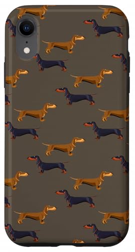 かわいいダックスフント柄ソーセージ犬好きデザイン スマホケース iPhone XR 用
