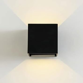 LED Wall Light Outdoor, 6W 800LM 3000K Up and Down Modern Wall Lights IP65 Waterproof Square Wall Lamp for Outdoor Garden Balcony Wall, Beam Angle Adjustable Wall Wash Lighting
