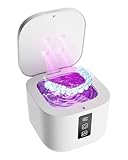 Akinguar Ultraschallreinigungsgerät, 48000Hz Ultraschallreiniger mit 4 UV Lampe, 375ml Dental Pod 3 Modes Ultrasonic Cleaner für Zahnersatz, Retainer, Aligner Zahnschiene, Zahnbürstenkopf, Schmuck