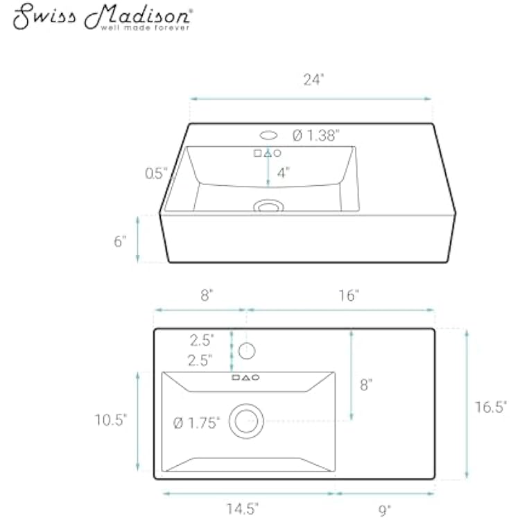 St. Tropez 24 x 18 Left Side Faucet Wall-Mount Bathroom Sink in White Marble