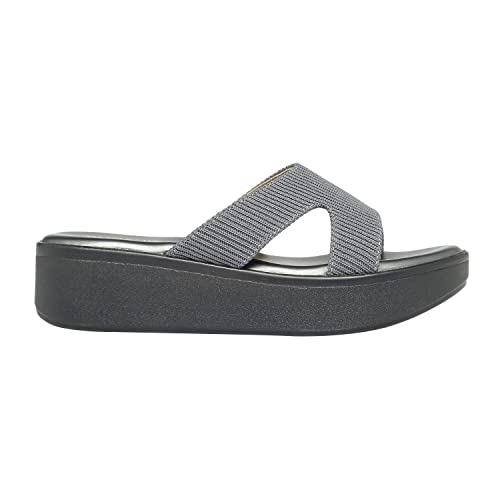 Image of MONROW Inaya Mesh Wedge Heels for Women, Girls | Fancy & Stylish Heel sandals, Casual, Comfortable Fashion Heel Sandal