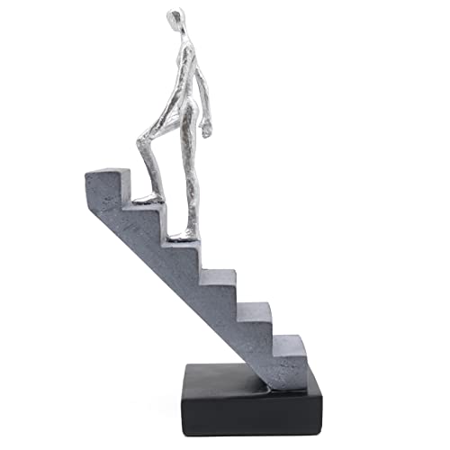 Estatua de Escalera Lukitas en Resina Plateada 11.5''