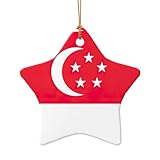 Singapur-Flagge, Druck, Keramik, Ornamente, Weihnachtsbaum, Porzellan, zum Aufhängen, für Zuhause, Büro, Dekoration, Geschenke