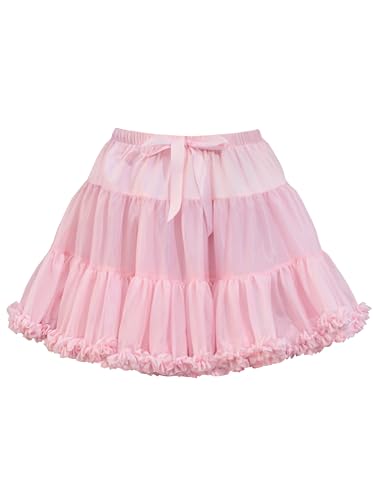 Wikoan Petticoat Unterrock Damen Tüllrock Reifrock Tutu Rock Crinoline Underskirt ür 50er Vintage Cocktailkleid Petticoat Cosplay Rock fRosa S-M