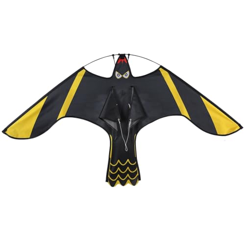 Jeerylow Repelente de Pájaros Simulación de Cometa Águila Flash Reflectante Repelente de Palomas de Viento para Patio Trasero Césped Granja Jardín, 1,4 M