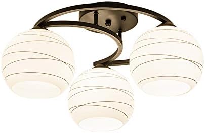 Miniatura 2 de CraftThink Lámpara colgante de techo semiempotrada, moderna pantalla de globo en cristal ópalo con marco de luna negra, luz colgante para cocina,