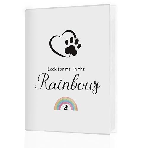 Álbum de fotos conmemorativo para mascotas 4x6, regalos conmemorativos para perros y gatos, álbum pequeño de recuerdos 'Busca en los arcoíris' con 18 bolsillos para 36 fotos miniatura 1