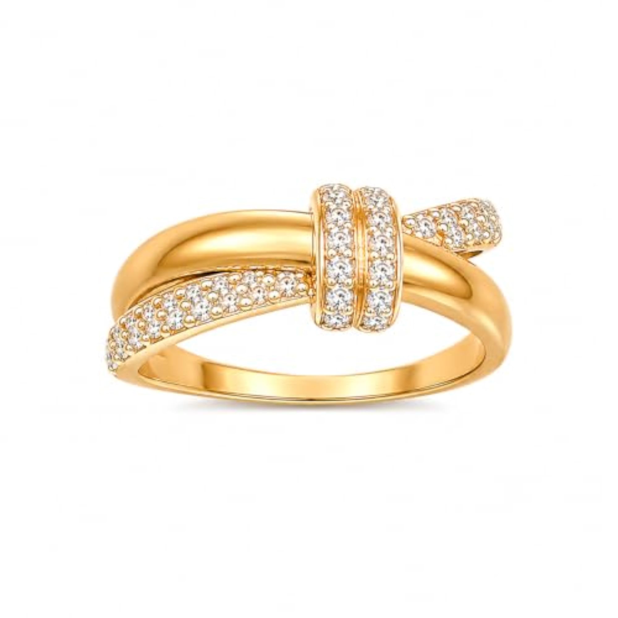 Gold-Tone Crossover Ring, Stylish Design