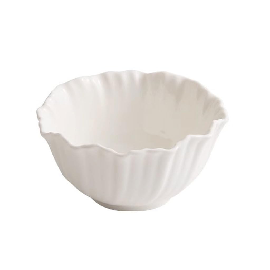 Salatschüsseln Weiße Blumenförmige Suppenschüssel Aus Keramik, Dessertschüssel For Zu Hause, Snackschüssel, Premium-Salatschüssel Abendessenschalen