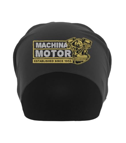 Image of Machina Motor Established Since 1956 Unisex Thin Cotton Slouch Beanie Black