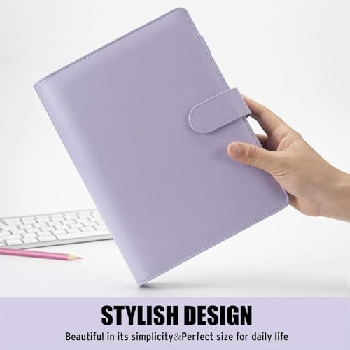Image of Sooez A5 Notebook Binder, 6 Ring Planner with Stylish Design, Loose Leaf Personal Organizer Cover with Magnetic Buckle Closure, PU Leather Binder for Women with Macaron Colors (Olive Green)