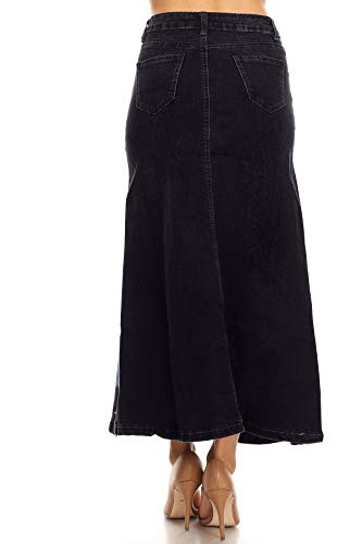 Women’s Plus/Junior Size Mid Rise A-Line Long Jeans Maxi Denim Skirt3