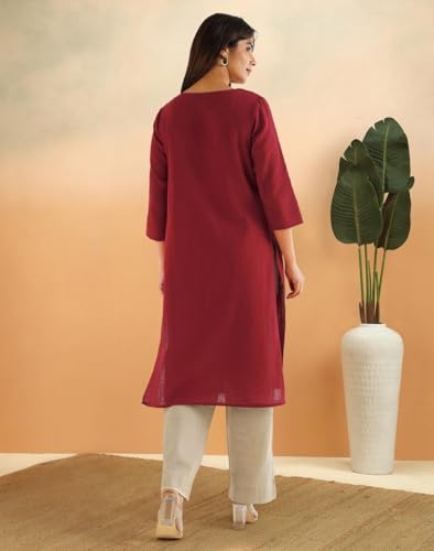 Image of Fabindia Women's Cotton Solid Long Kurta