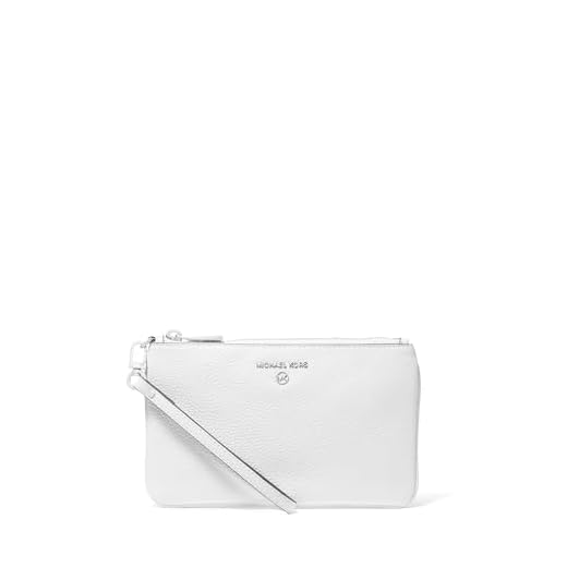 Michael Kors Medium Top-Zip Wristlet, Jet Set Charm-Bracciale Medio con Cerniera Superiore Donna, Raccordi Argento/Bianco Ottico, Talla única