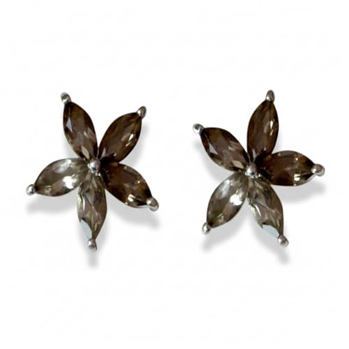 Pendientes de cuarzo ahumado de ley 925 con forma marquesa para regalar en ocasiones especiales