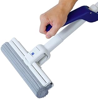 CleanAid OneTouch Magic Mop Floor Mop - Ultra Absorbent PVA Sponge Squeeze Mop - Clean Without Getting Wet and Dirty Hands - Self Wringing Mop for All Smooth Floors - Suitable for Pet Households
