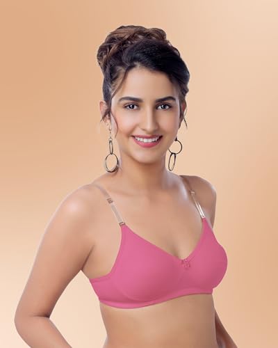Image of Brida Monica Women's Wide Strap Bra - Soft Hosiery Cotton, Non-Padded, Wireless, Seamless Full Coverage T-Shirt Bra