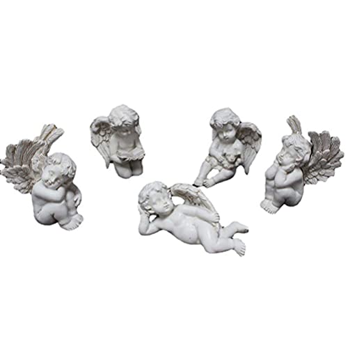 Moanyt 5 Pcs Little Angel Statues Miniatures Garden Stakes Resin Flower Pot Decoration Miniature Garden Planters Angel Figurines Decor