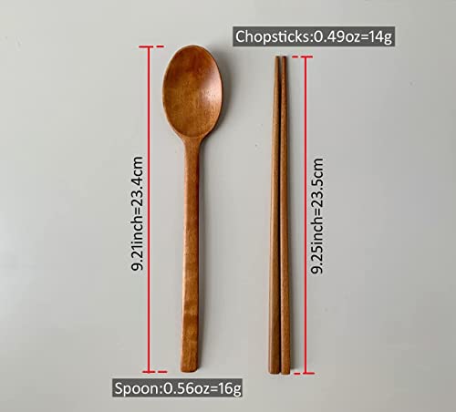Cozymomdeco Korean Made Natural Lacquer Coated Wooden Chopsticks & Spoon Utensil Flatware Jujube Tree Ottchil Chinese Lacquer 2Set #TOP5