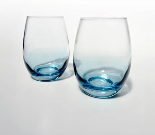 Blue Ombre Stemless Glasses Set by ANNA New York image 3