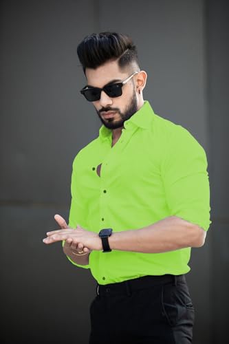 Men's Solid Cotton Casual Regular Long Sleeve Button Down Spread Collar Slim fit S to XL Size Shirt. (602_$Parent)