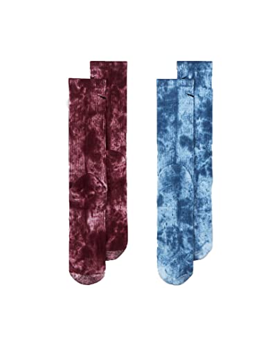 Tie Dye Nike Dri-Fit Crew Socks - Red Blue / Green Sapphire / Yellow Orange (Maroon/Dark Blue, Medium) #TOP1