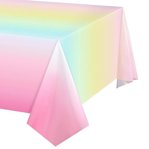 AMISENK Mantel colorido reutilizable de 137 x 274 cm, impermeable, para bodas, baby showers, eventos, fiestas de cumpleaños, arcoíris