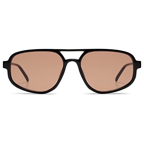 Sojos Aviator Sunglasses For Women & Men, Retro, Double Bridge, Trendy Lightweight, 90S Shades (Sj2247, Black Brown) #TOP1