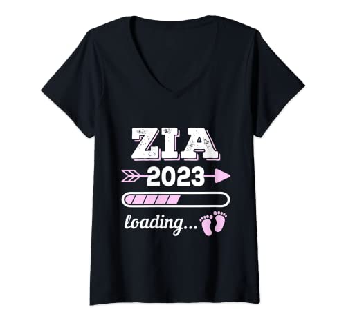 Donna ZIA 2023 LOADING regalo divertente per la futura madrina Maglietta con Collo a V
