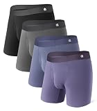 DAVID ARCHY Men's Ultra Soft Underwear Modal Boxer Briefs Breathable Waistfree Seamless Waistband Tagless Multipack 6.5 inch (L, Black/Charcoal/Slate Blue/Lavender Gray)