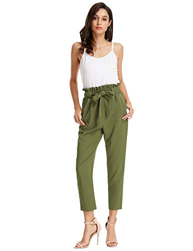 Grace Karin Women's Fashion High Waist Pencil Trouser Skinny Pants With Belt Army Green L #TOP1