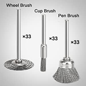 Mixiflor 42Psc Wire Wheel Brush Set, Rotary Tool Wire Brush, Steel Wire Wheels Pen Brushes Set Kit Accessories for Rotary Tool-1/8(3mm) Shank