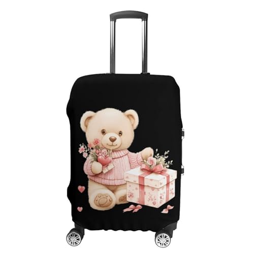 Teddy Bear Valentines Gifts Travel Luggage Cover for Suitcase 19-32 Inches Elastic Washable Baggage Protector