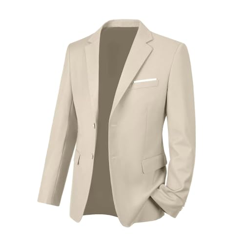 Mens Suit Blazer Casual Suits Jackets Lightweight Sports Coats Slim Fit Blazer for Men Two Button Beige New L