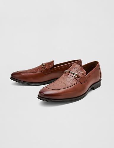 Image of Louis Philippe Men Premium Leather Breathable Lining Material Anti Slip with Heel TPR Sole Formal Slip-on Shoes